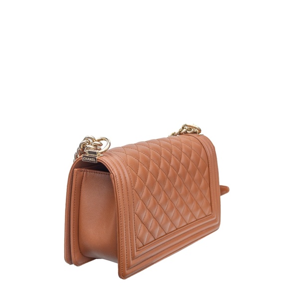 RARE Chanel Boy Bag Medium – Caramel Quilted Caviar Leather with Gold Hardware - Picture 7 of 14